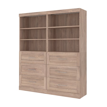 Bestar Bestar Pur 72W Closet Organizer with Drawers in rustic brown 26856-000009